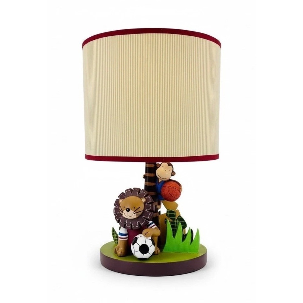 Lambs & Ivy Safari Sports Table Lamp Lion Kids Soccer Basketball Nursery Works!